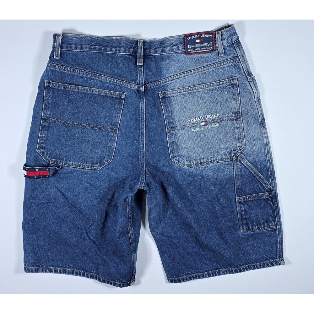 Tommy Jeans Men's Denim Carpenter Shorts Blue Medium Wash Hammer Loop Size 36 - Picture 2 of 12